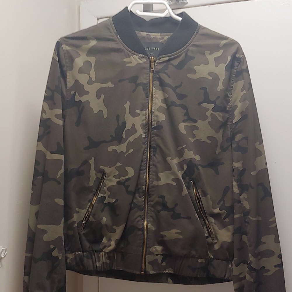 GENTLY USED, LOVE TREE, CAMOFLAUGE JACKET AND HAT!!!